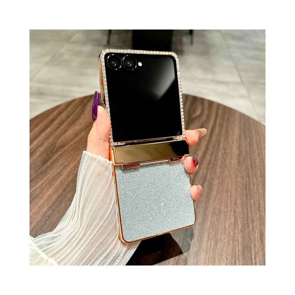 For Samsung Galaxy Z Flip7 5G Case Hinge Protection Rhinestone Glitter PC Phone Cover