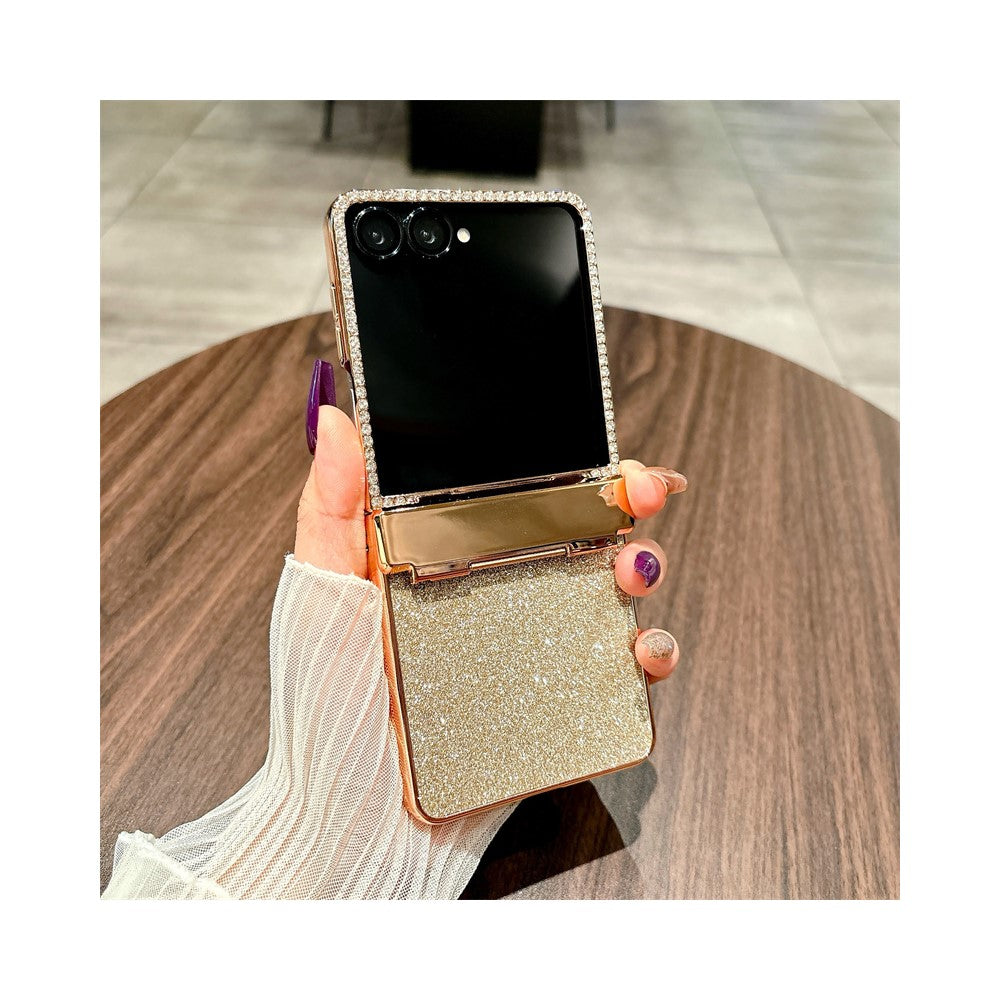 For Samsung Galaxy Z Flip7 5G Case Hinge Protection Rhinestone Glitter PC Phone Cover