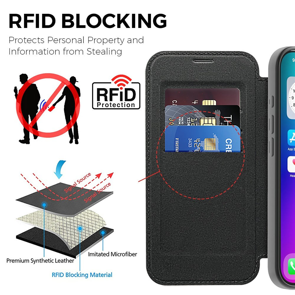 For iPhone 17 Case Compatible with MagSafe RFID Blocking Leather Phone Cover