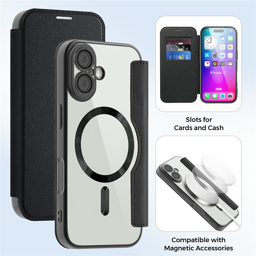 For iPhone 17 Case Compatible with MagSafe RFID Blocking Leather Phone Cover