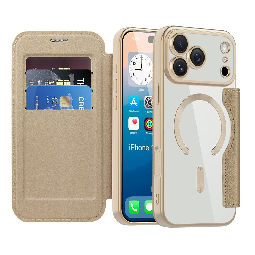 For iPhone 17 Pro Case Compatible with MagSafe RFID Blocking Leather Phone Cover