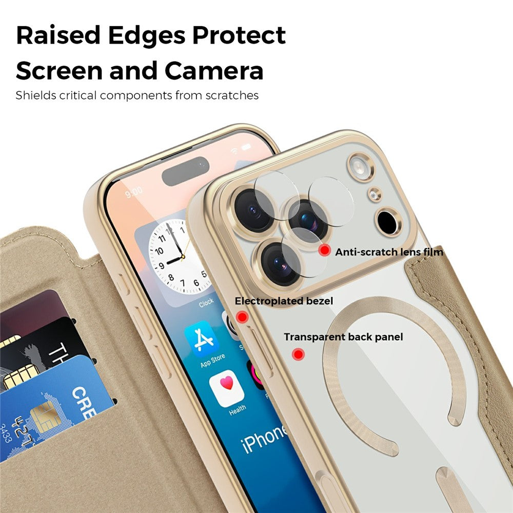 For iPhone 17 Pro Case Compatible with MagSafe RFID Blocking Leather Phone Cover