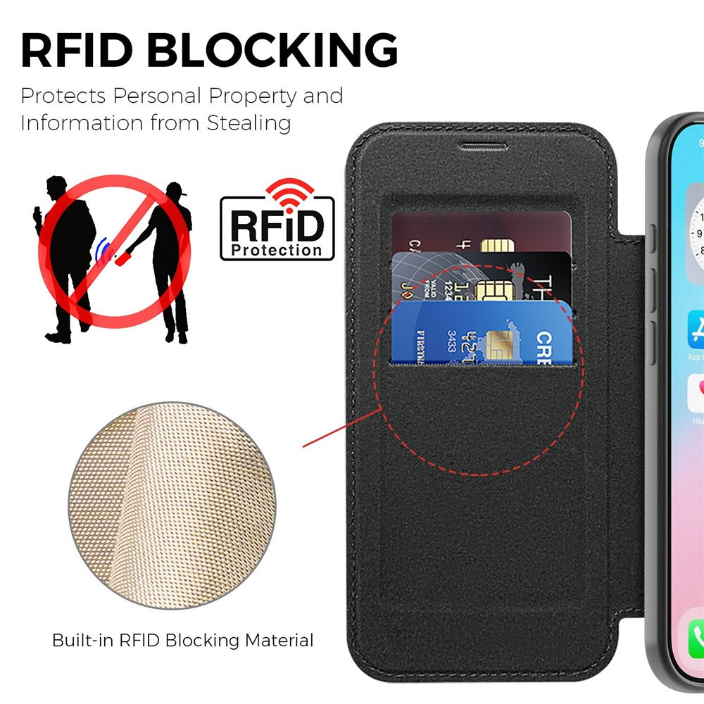 For iPhone Air Case Compatible with MagSafe RFID Blocking Leather Phone Cover