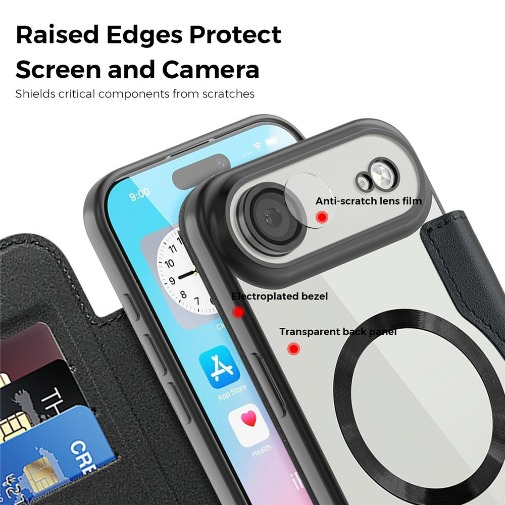 For iPhone Air Case Compatible with MagSafe RFID Blocking Leather Phone Cover