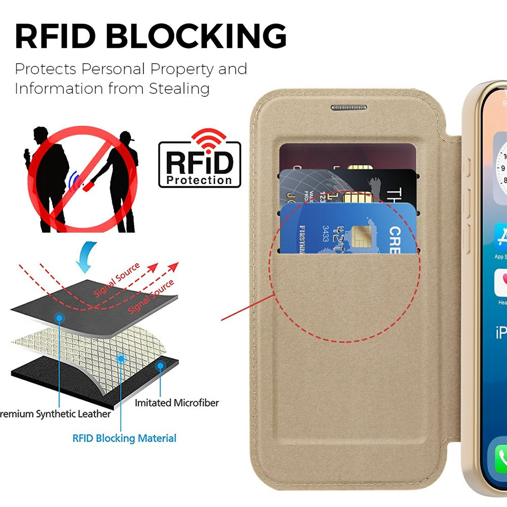 For iPhone 17 Pro Max Case Compatible with MagSafe RFID Blocking Card Holder Leather Phone Cover