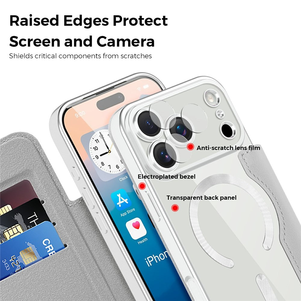 Étui pour iPhone 17 Pro compatible MagSafe, en cuir PU à motif losange.