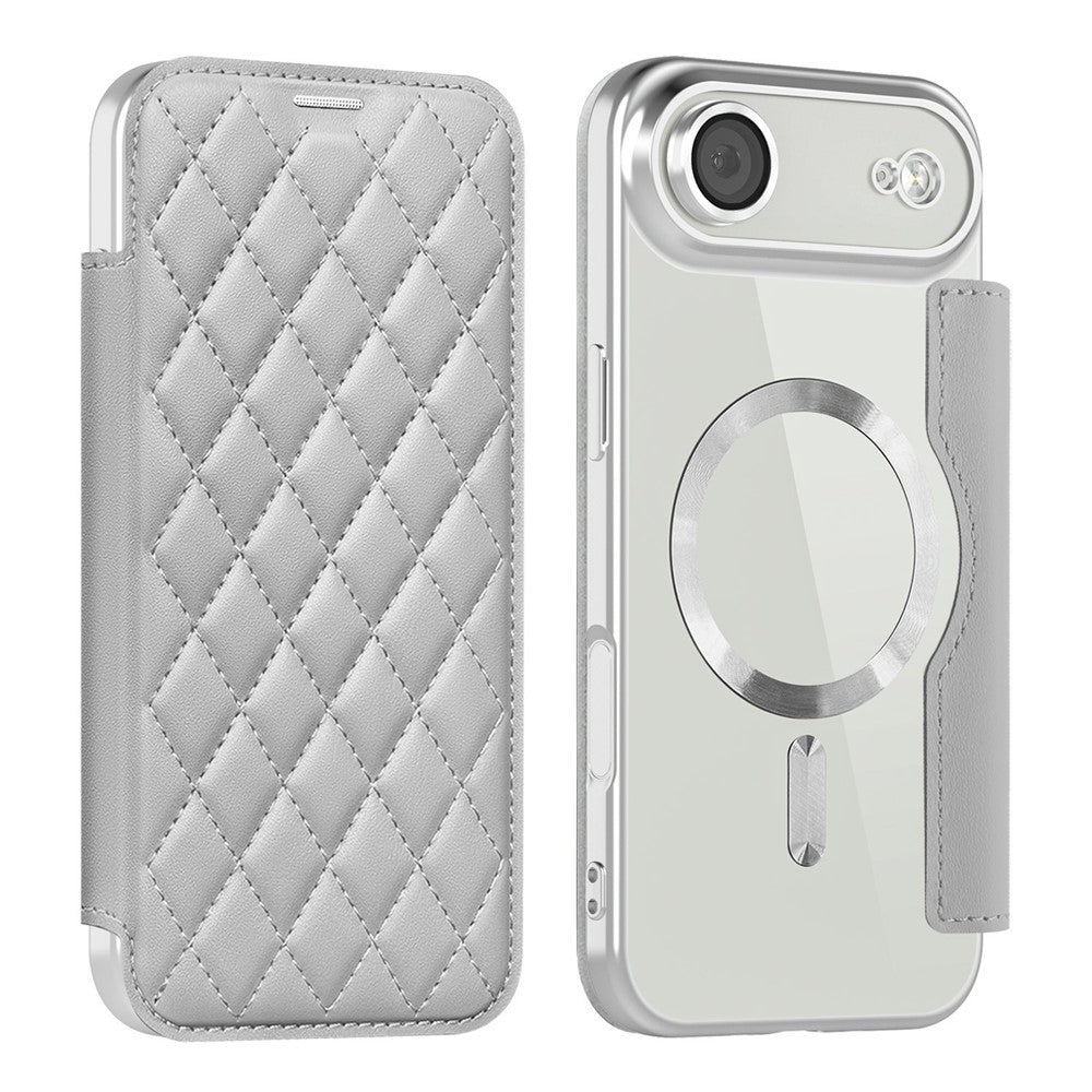 For iPhone Air Case Compatible with MagSafe Rhombus PU Leather Phone Cover