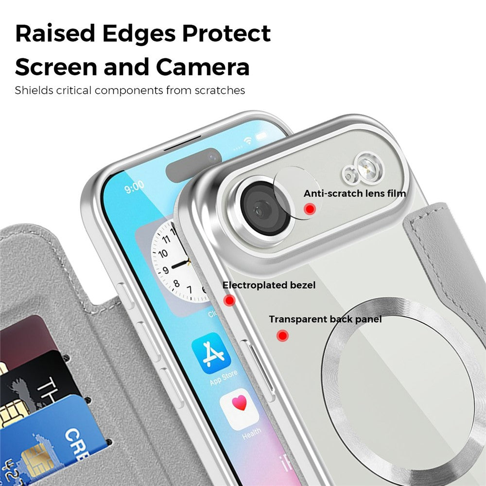 For iPhone Air Case Compatible with MagSafe Rhombus PU Leather Phone Cover