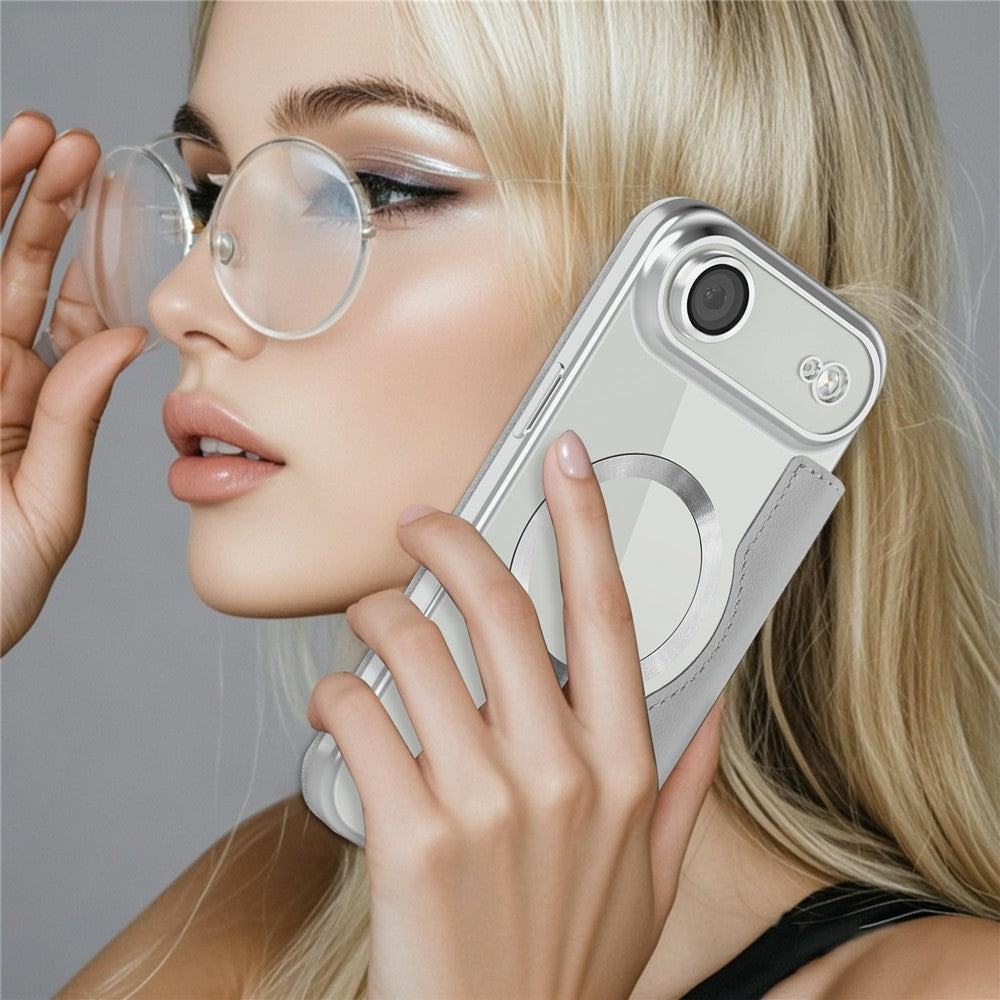 For iPhone Air Case Compatible with MagSafe Rhombus PU Leather Phone Cover