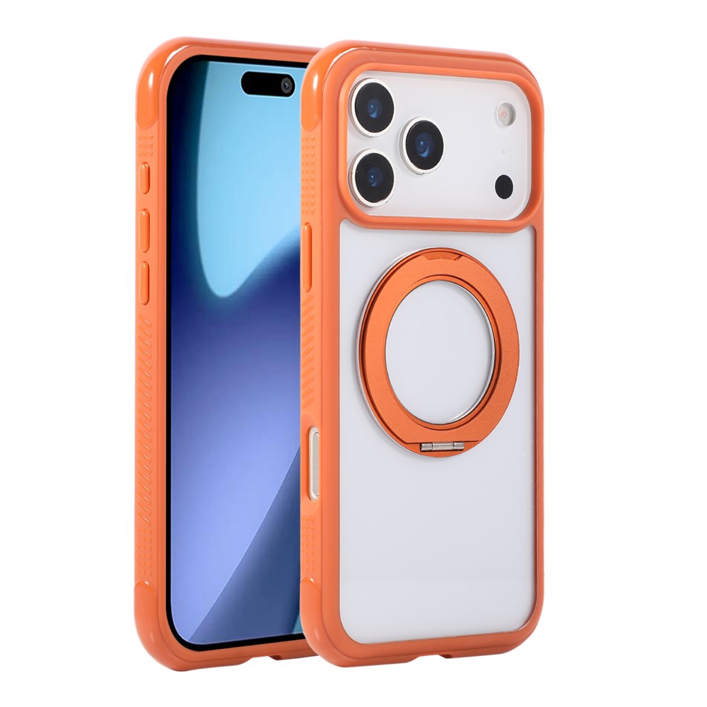 Coque magnétique pour iPhone 17 Pro avec support intégré et protection anti-stress, en TPU et PC transparent.