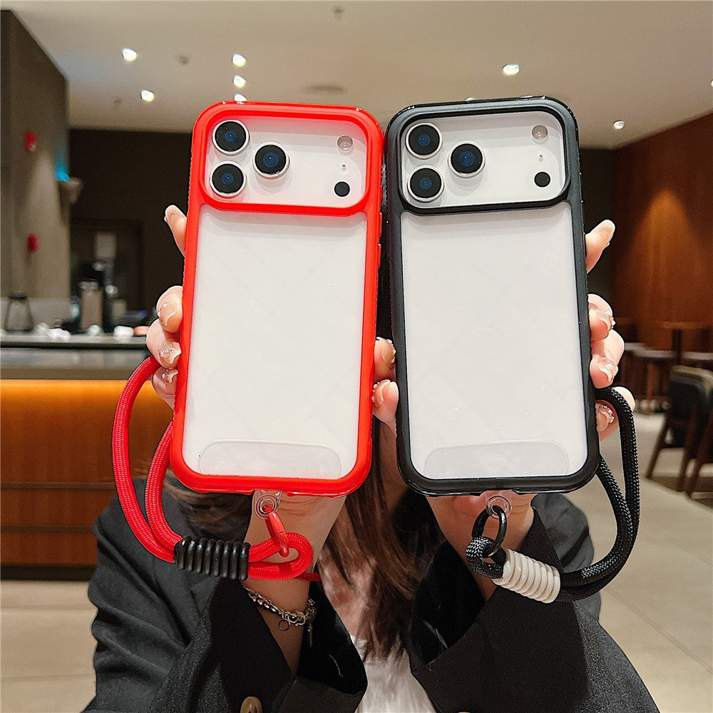 For iPhone 17 Pro Case TPU + PC Transparent Protective Phone Cover with Wrist Strap