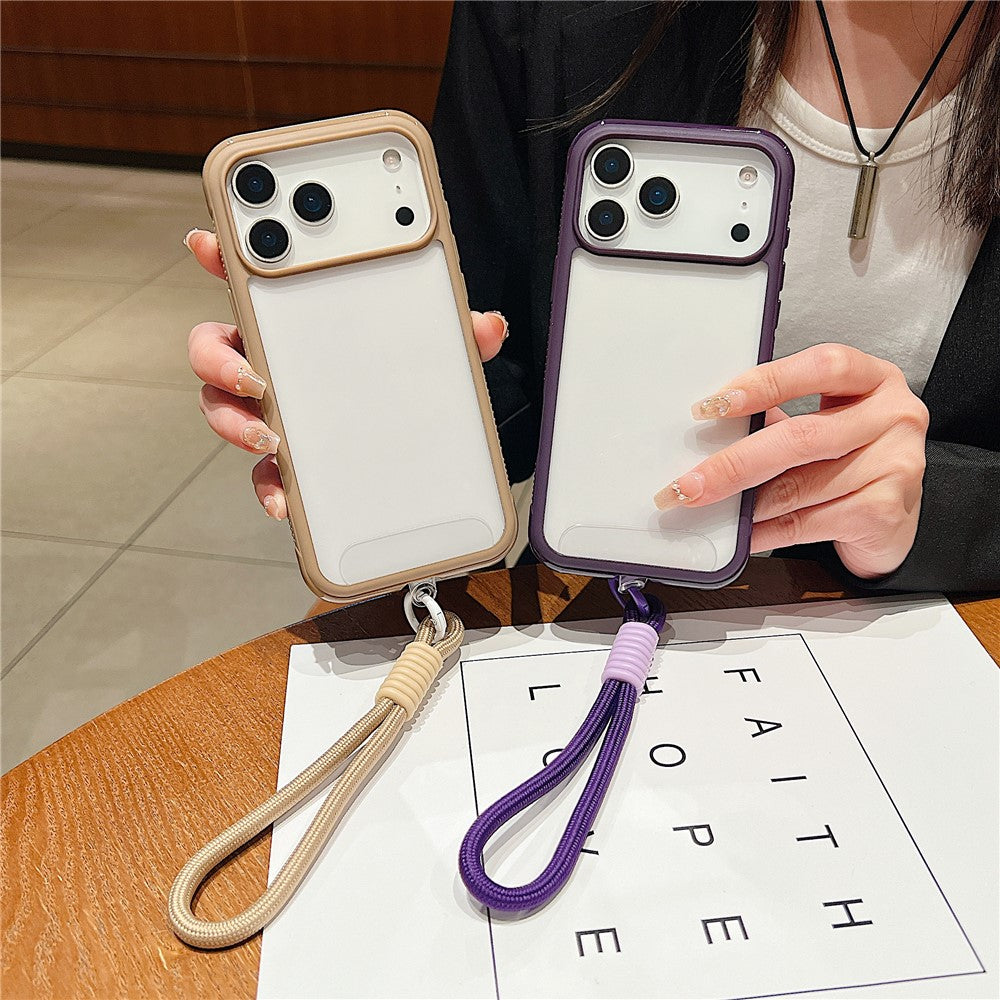 For iPhone 17 Pro Max Case TPU + PC Transparent Protective Phone Cover with Wrist Strap