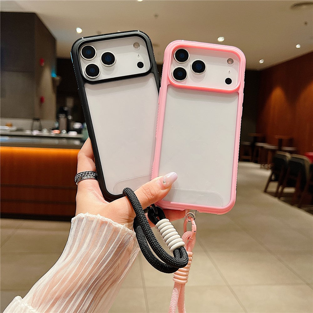 For iPhone 17 Pro Max Case TPU + PC Transparent Protective Phone Cover with Wrist Strap
