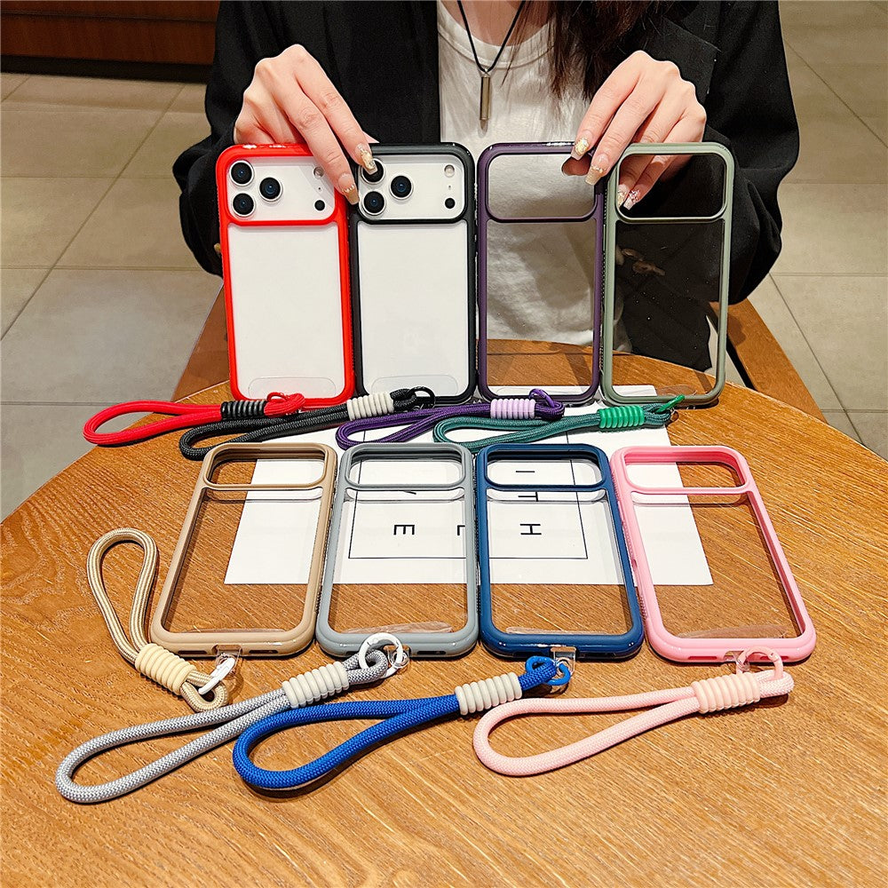 For iPhone 17 Pro Max Case TPU + PC Transparent Protective Phone Cover with Wrist Strap