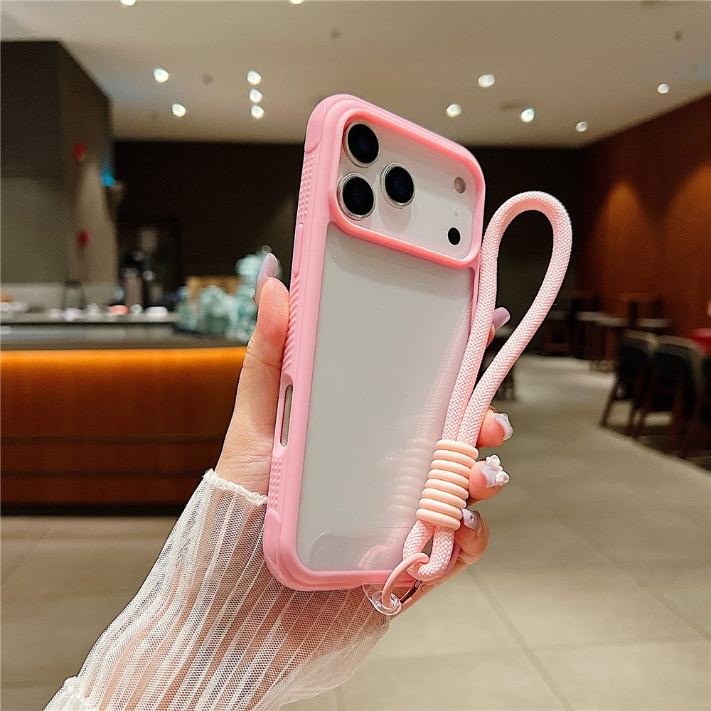 For iPhone 17 Pro Max Case TPU + PC Transparent Protective Phone Cover with Wrist Strap
