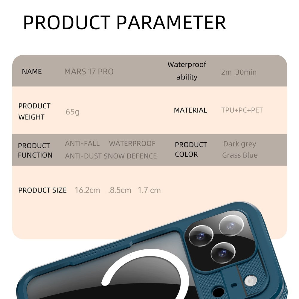 REDPEPPER For iPhone 17 Pro IP68 Waterproof Case Clear Back Phone Cover Compatible with MagSafe