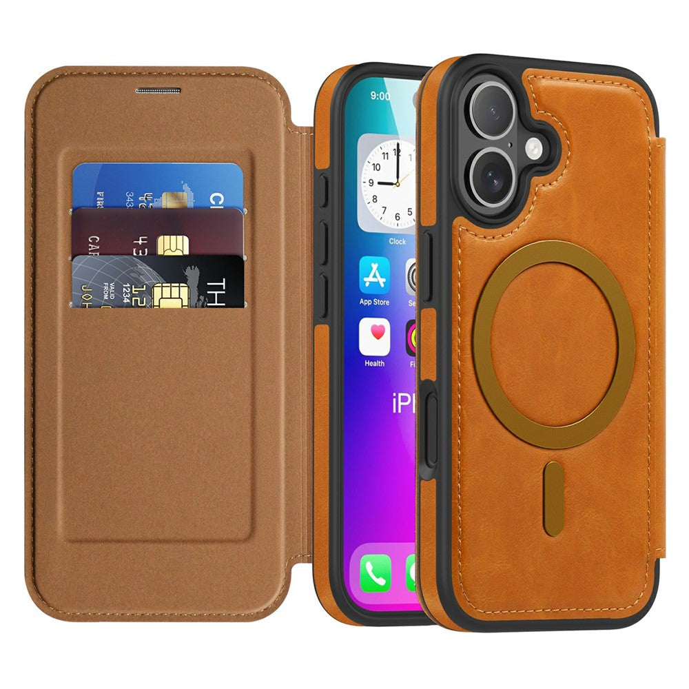 For iPhone 17 Case Compatible with MagSafe RFID Blocking Card Holder Leather Phone Cover