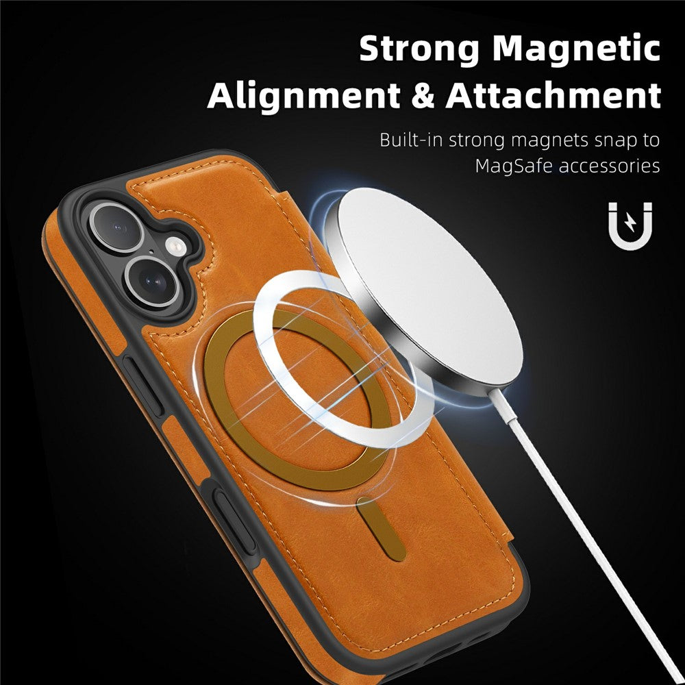 For iPhone 17 Case Compatible with MagSafe RFID Blocking Card Holder Leather Phone Cover
