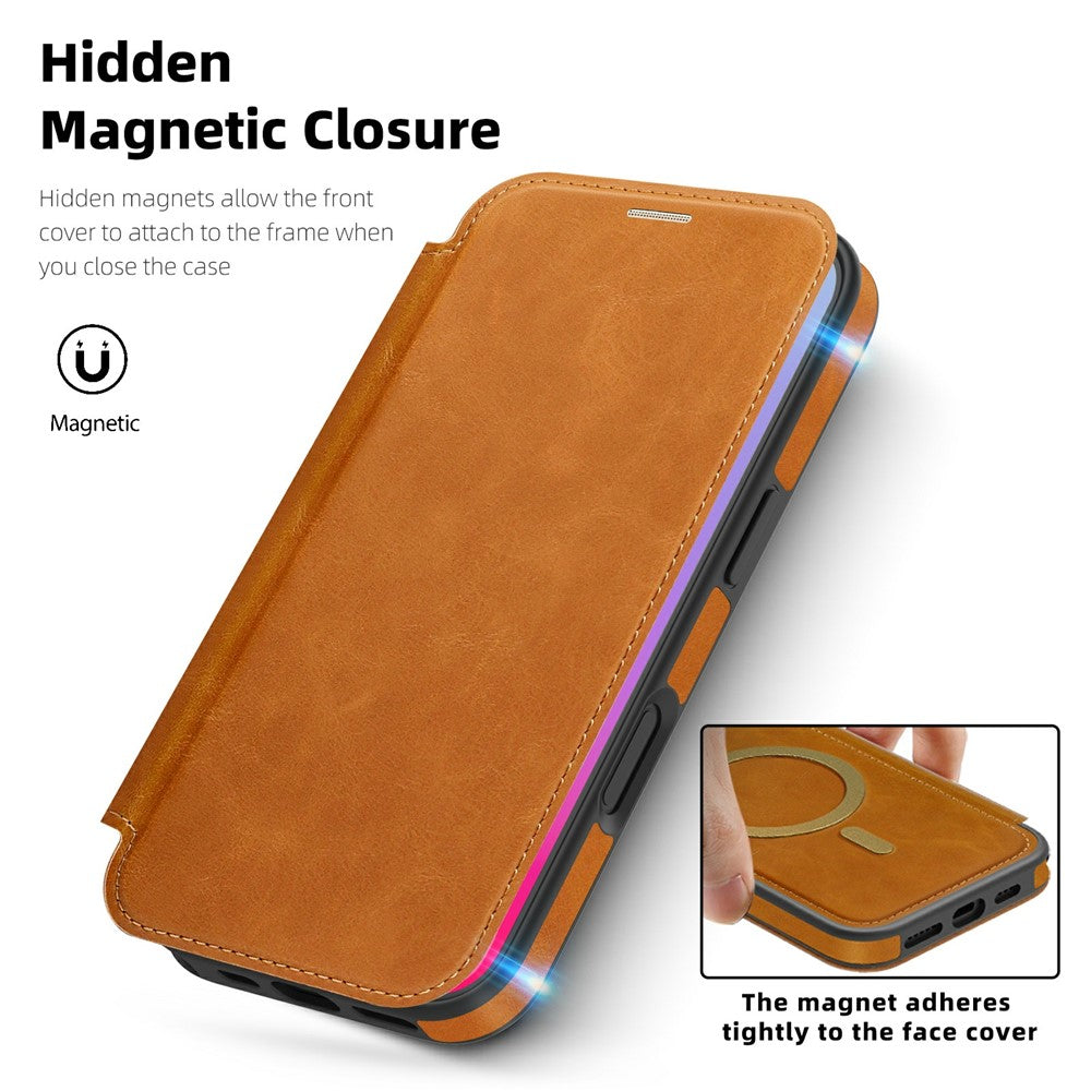 For iPhone 17 Case Compatible with MagSafe RFID Blocking Card Holder Leather Phone Cover