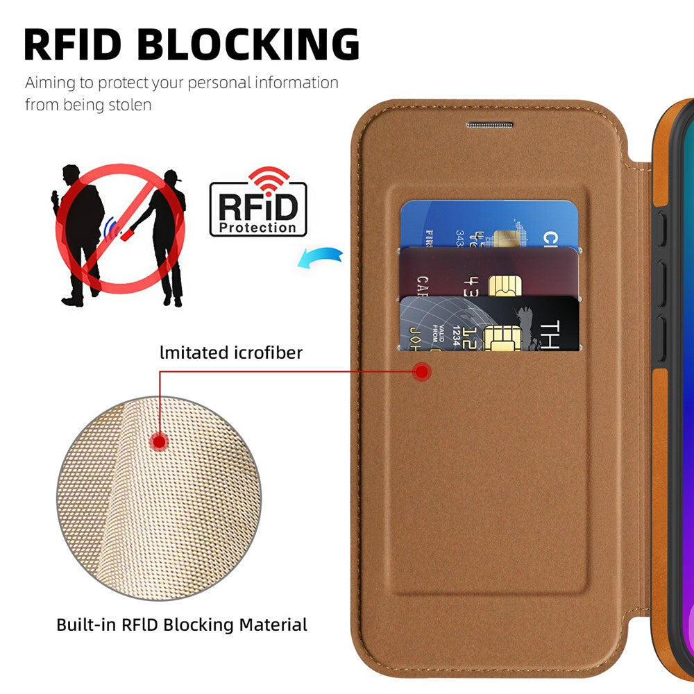 For iPhone 17 Case Compatible with MagSafe RFID Blocking Card Holder Leather Phone Cover