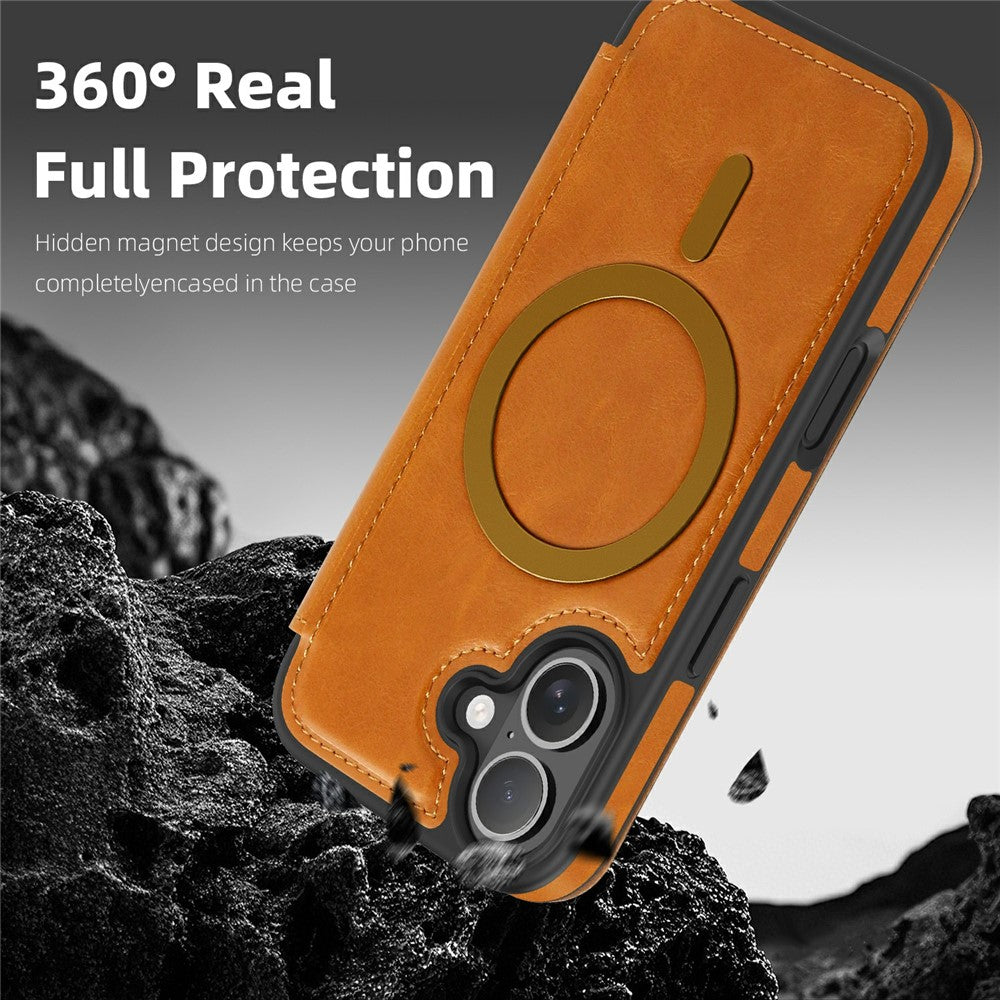 For iPhone 17 Case Compatible with MagSafe RFID Blocking Card Holder Leather Phone Cover