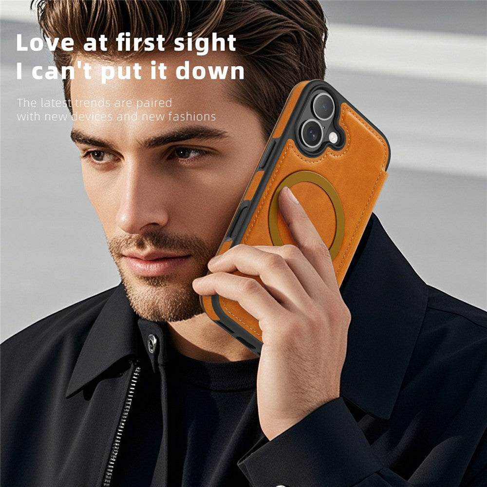 For iPhone 17 Case Compatible with MagSafe RFID Blocking Card Holder Leather Phone Cover