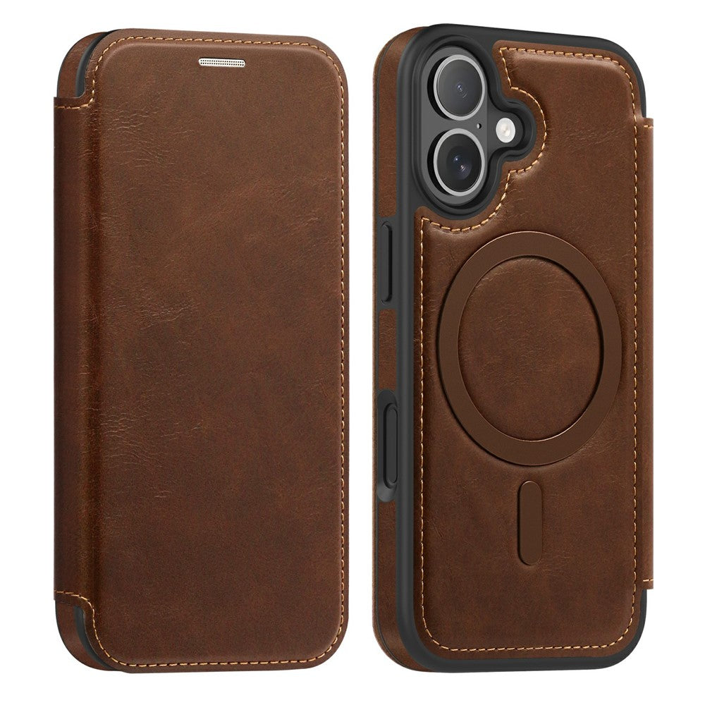 For iPhone 17 Case Compatible with MagSafe RFID Blocking Card Holder Leather Phone Cover