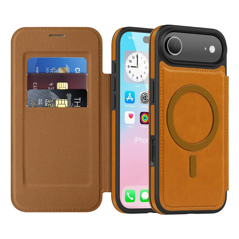 For iPhone Air Case Compatible with MagSafe RFID Blocking Card Holder Leather Phone Cover