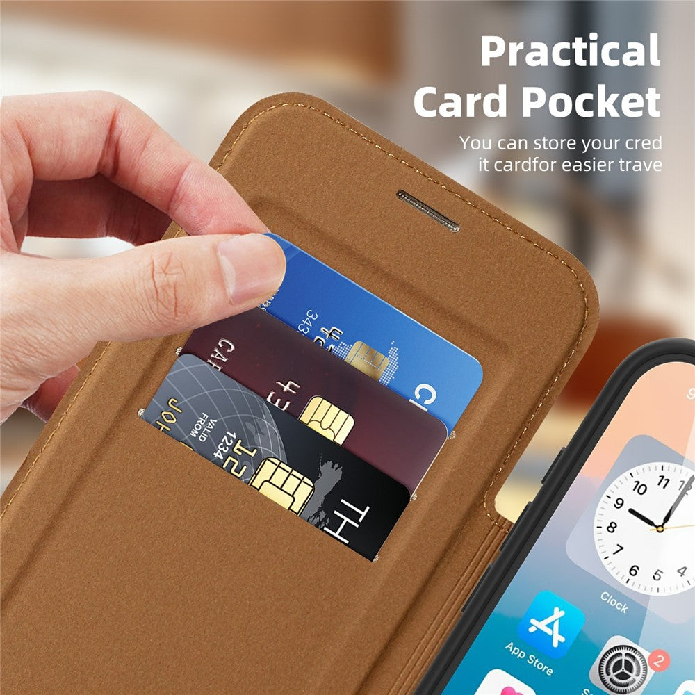 Étui en cuir compatible avec le porte-cartes MagSafe et la protection RFID pour iPhone 17 Pro Max