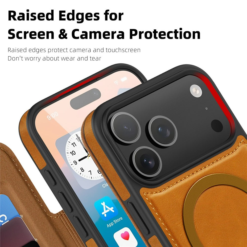 For iPhone 17 Pro Max Case Compatible with MagSafe RFID Blocking Card Holder Leather Phone Cover