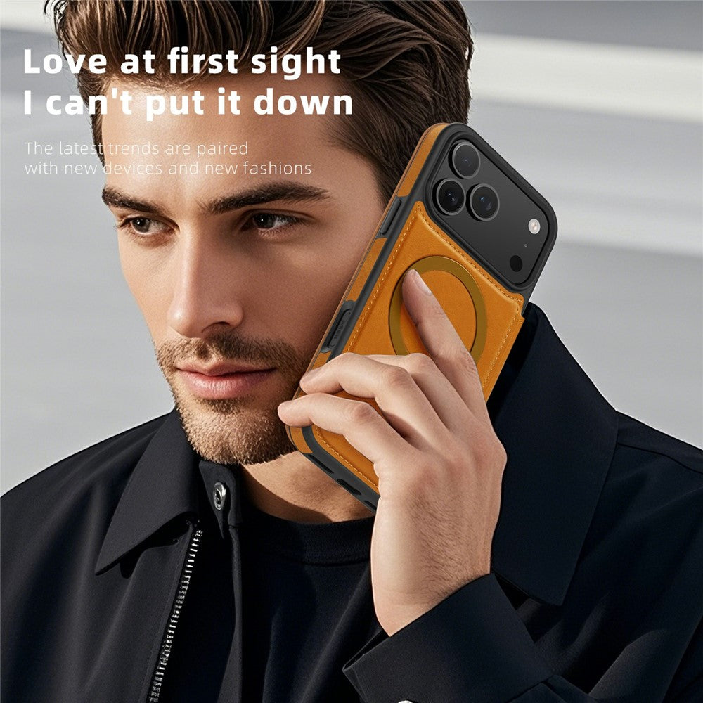 For iPhone 17 Pro Max Case Compatible with MagSafe RFID Blocking Card Holder Leather Phone Cover