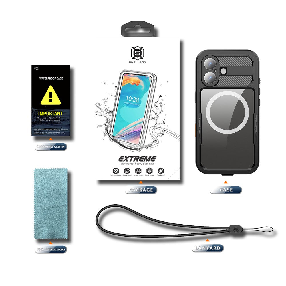 SHELLBOX For iPhone 17 IP68 Waterproof Case Compatible with MagSafe Clear Phone Cover