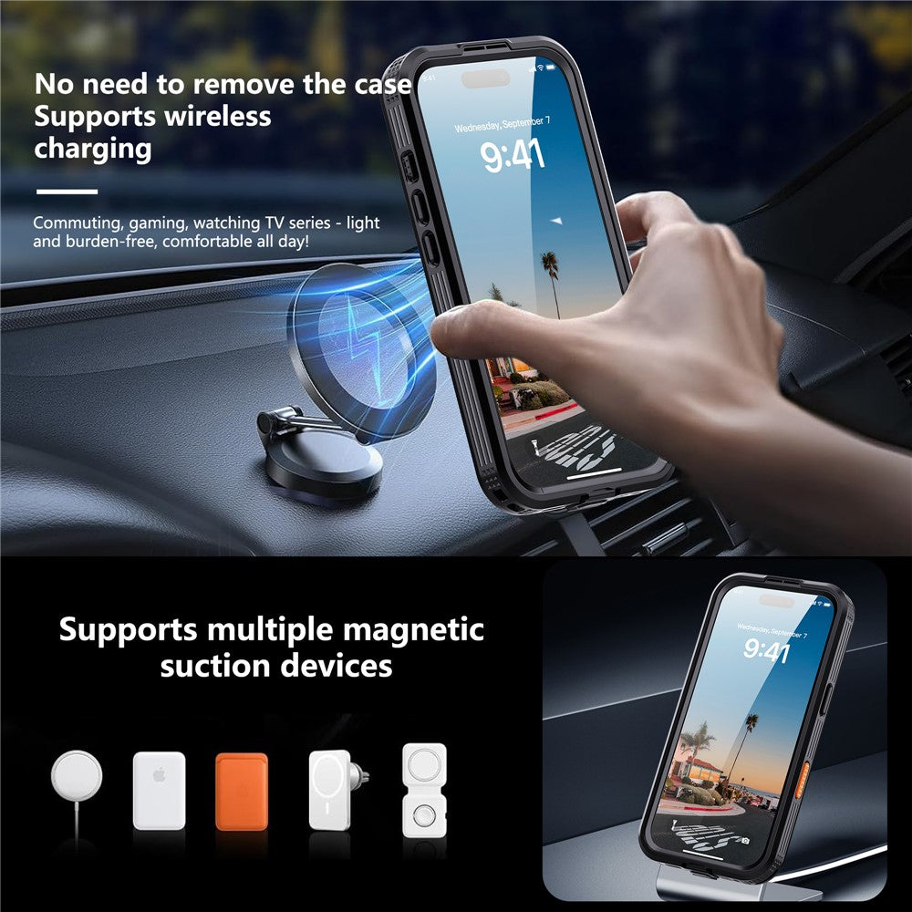 SHELLBOX For iPhone 17 IP68 Waterproof Case Compatible with MagSafe Clear Phone Cover