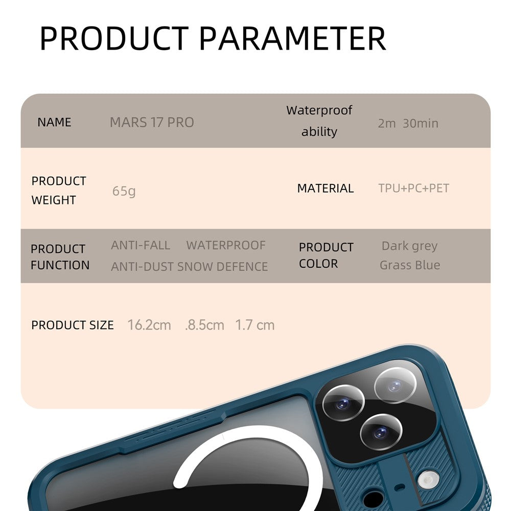 SHELLBOX For iPhone 17 Pro IP68 Waterproof Case Compatible with MagSafe Clear Phone Cover