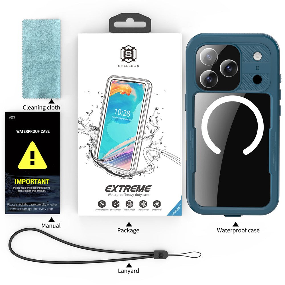 SHELLBOX For iPhone 17 Pro IP68 Waterproof Case Compatible with MagSafe Clear Phone Cover