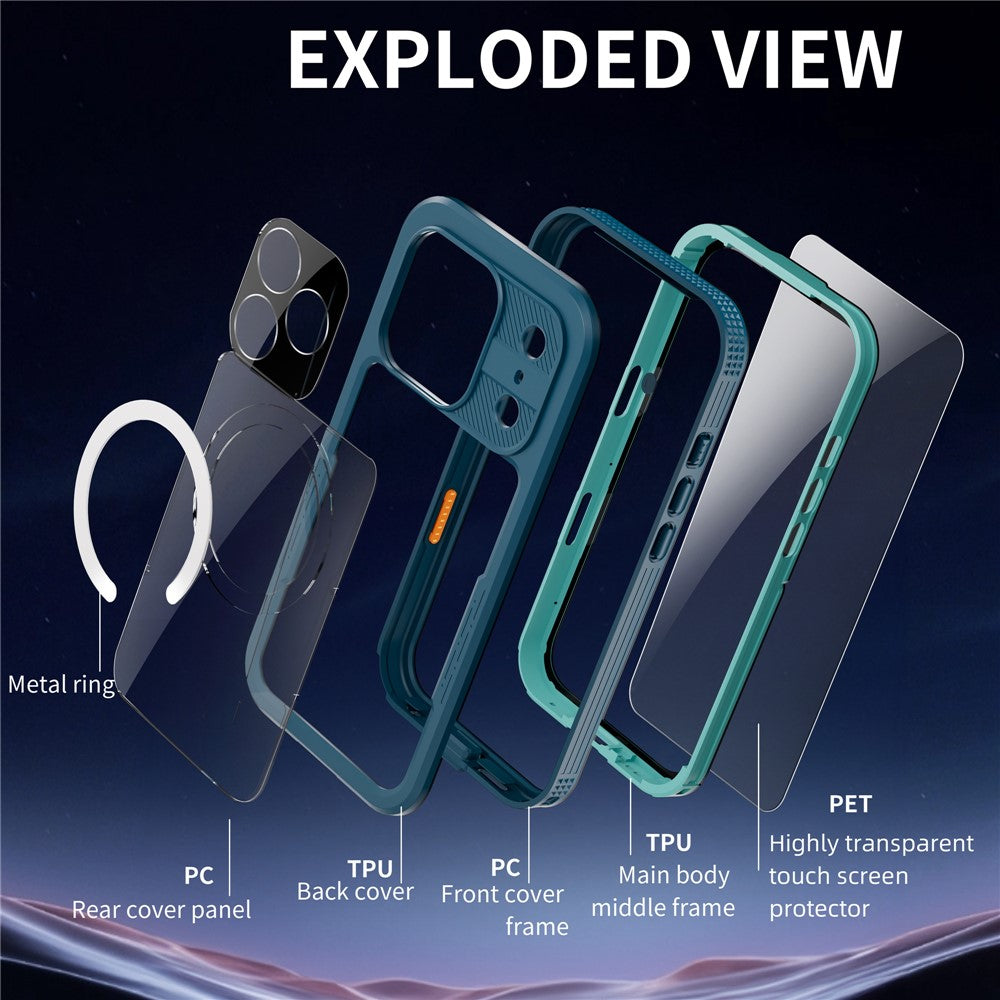 SHELLBOX For iPhone 17 Pro IP68 Waterproof Case Compatible with MagSafe Clear Phone Cover
