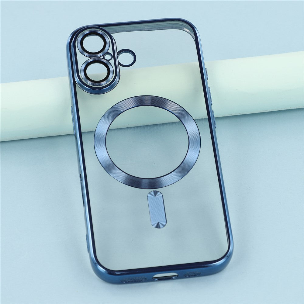 For iPhone 17 Magnetic Case CD Veins Glass Lens Guard TPU Phone Back Cover