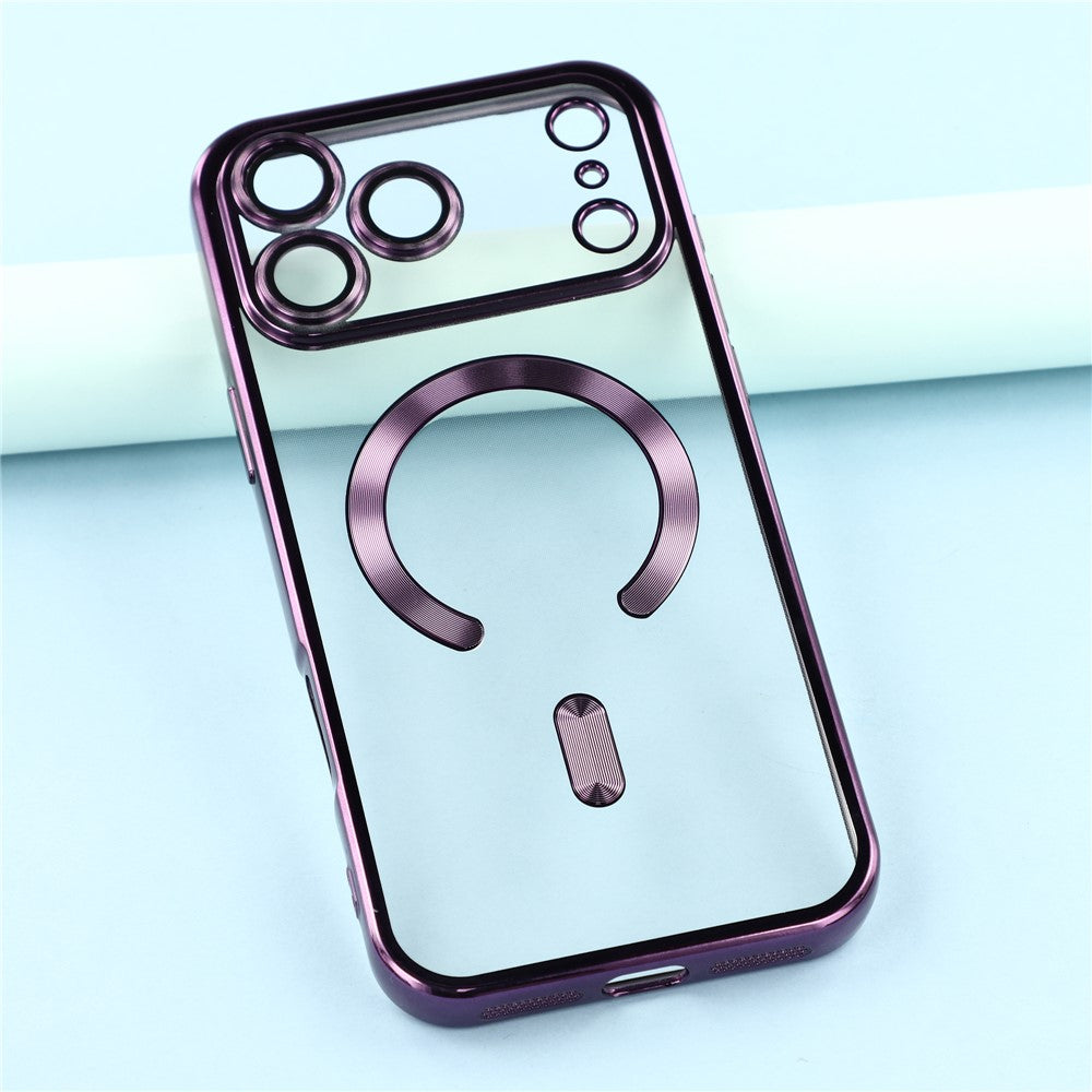 For iPhone 17 Pro Max Magnetic Case CD Veins Glass Lens Guard TPU Phone Back Cover