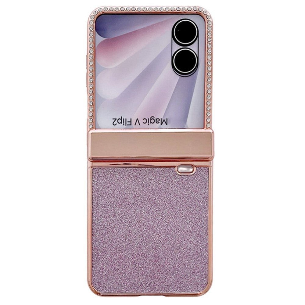 For Honor Magic V Flip 2 Case Hinge Protection Rhinestone Glitter PC Phone Cover