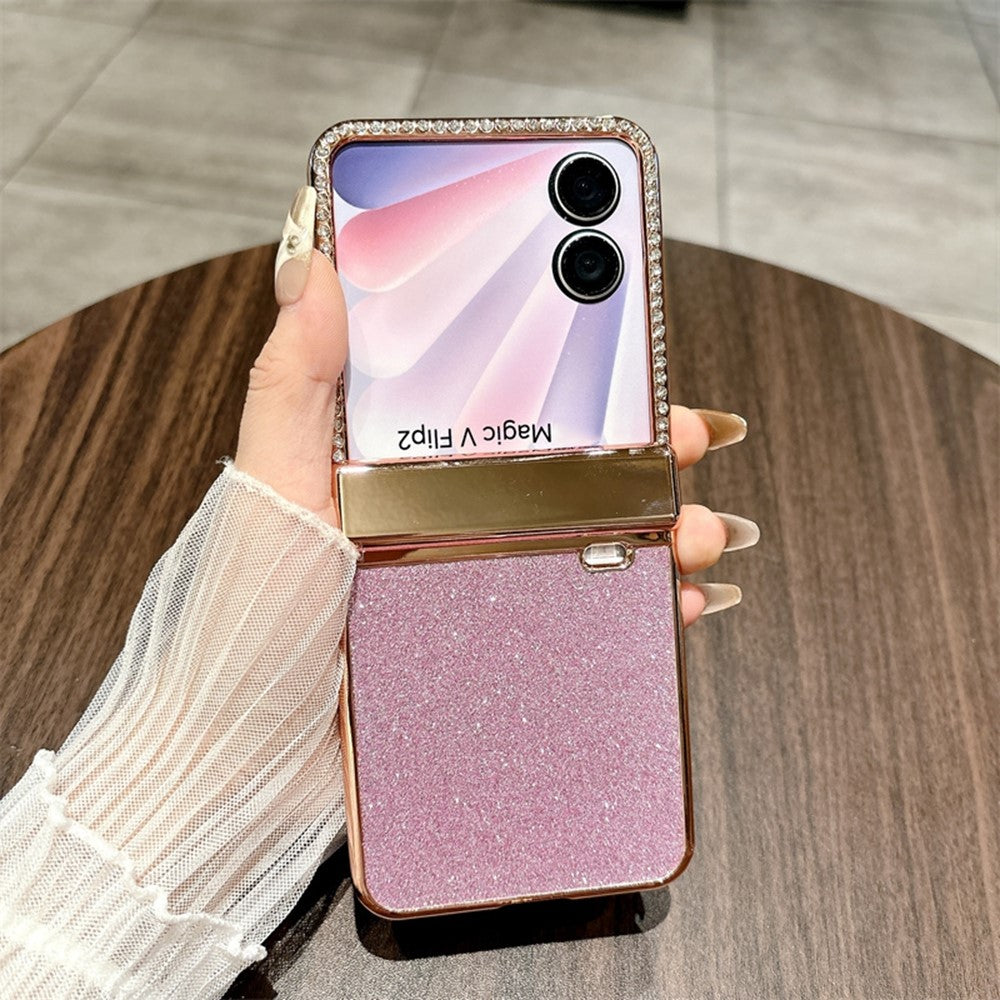 For Honor Magic V Flip 2 Case Hinge Protection Rhinestone Glitter PC Phone Cover
