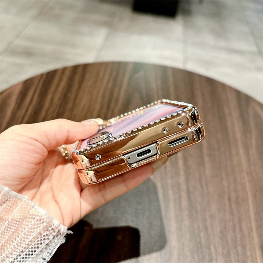 For Honor Magic V Flip 2 Case Hinge Protection Rhinestone Glitter PC Phone Cover