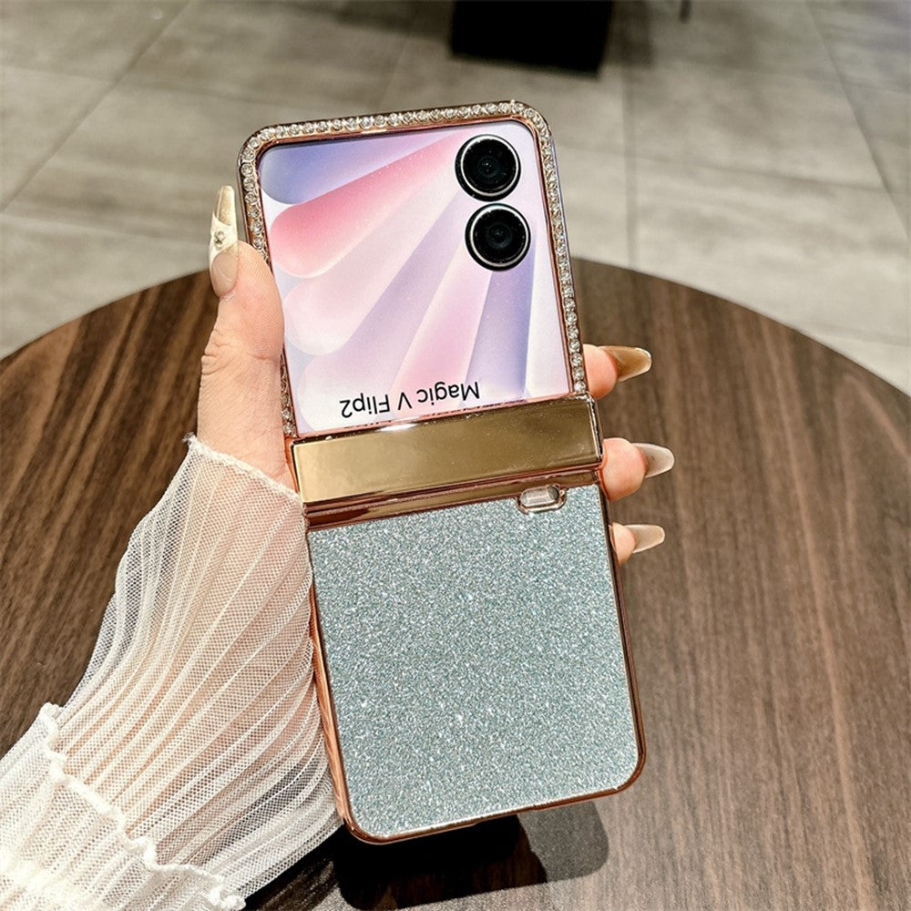 For Honor Magic V Flip 2 Case Hinge Protection Rhinestone Glitter PC Phone Cover