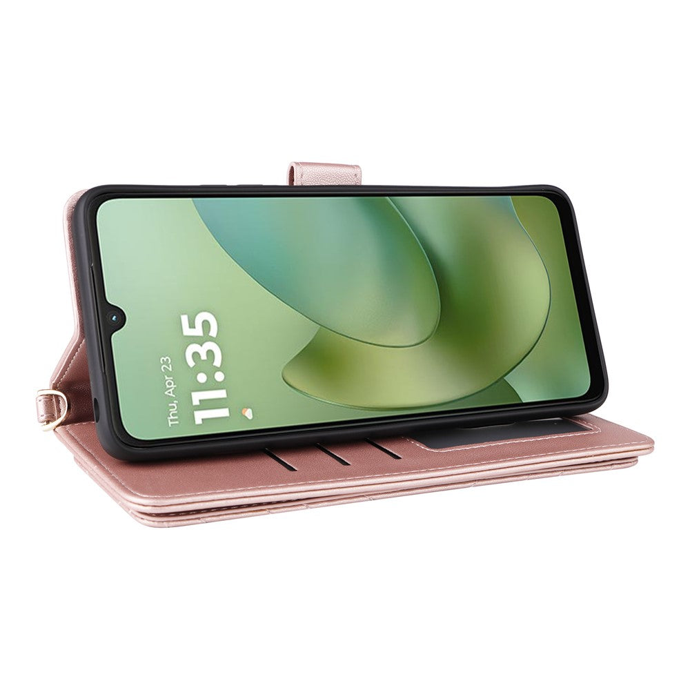 For Motorola Moto G06 4G  /  G06 Power 4G Case with Shoulder  /  Wrist Strap Leather Phone Cover Stand Wallet