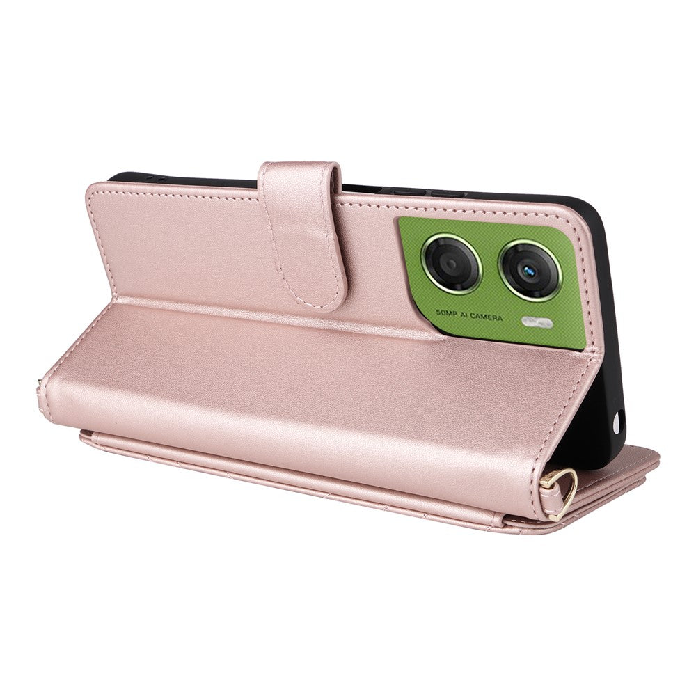 For Motorola Moto G06 4G  /  G06 Power 4G Case with Shoulder  /  Wrist Strap Leather Phone Cover Stand Wallet