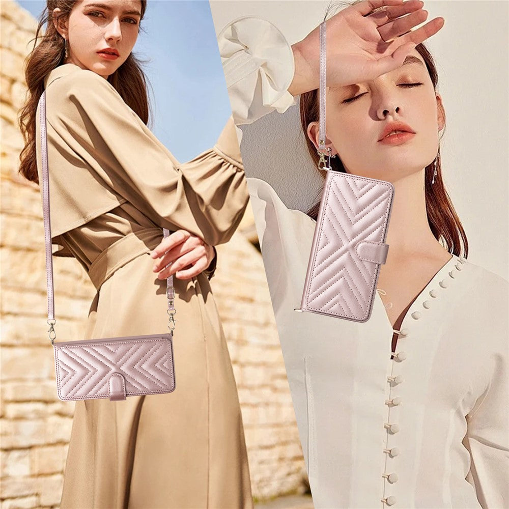 For Motorola Moto G06 4G  /  G06 Power 4G Case with Shoulder  /  Wrist Strap Leather Phone Cover Stand Wallet