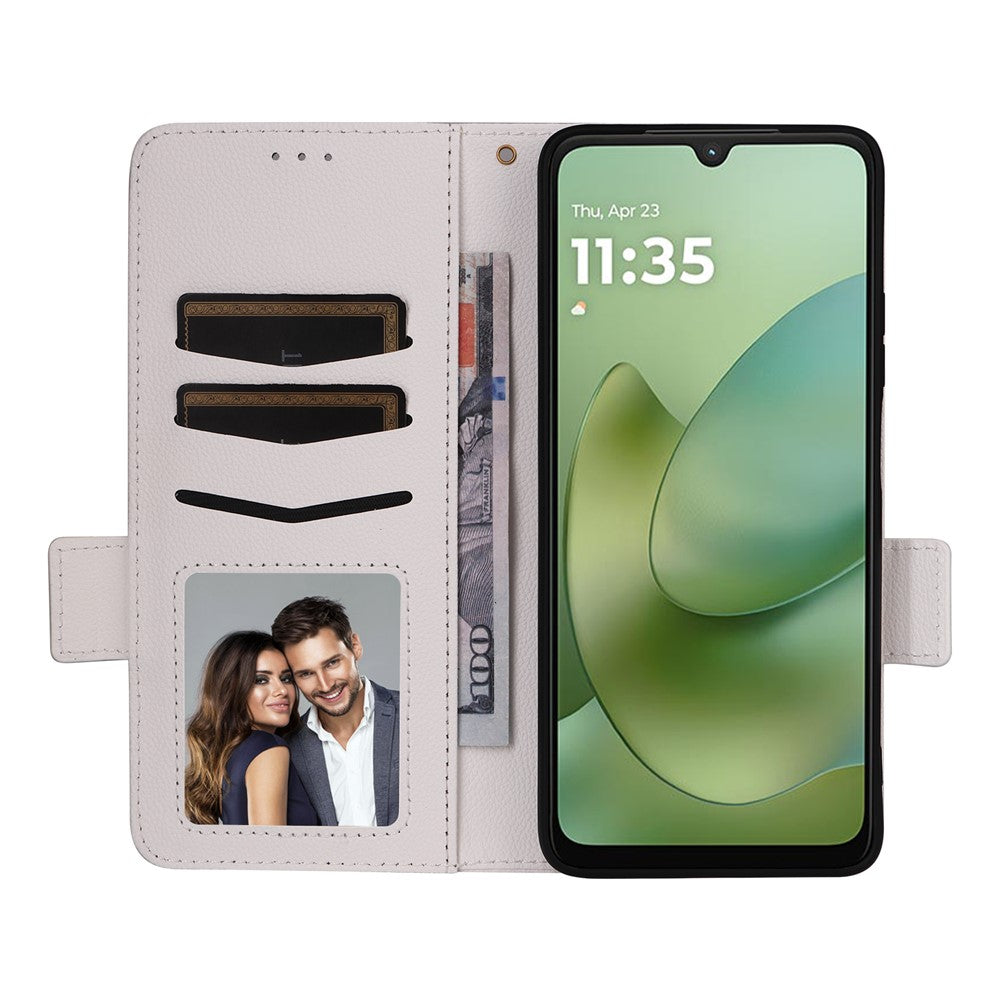 For Motorola Moto G06 4G  /  G06 Power 4G Case Litchi Texture Wallet Leather Phone Cover with Wrist Strap