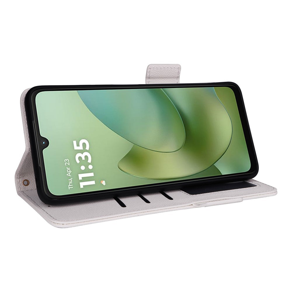 For Motorola Moto G06 4G  /  G06 Power 4G Case Litchi Texture Wallet Leather Phone Cover with Wrist Strap