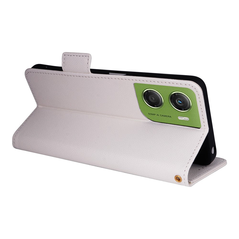 For Motorola Moto G06 4G  /  G06 Power 4G Case Litchi Texture Wallet Leather Phone Cover with Wrist Strap