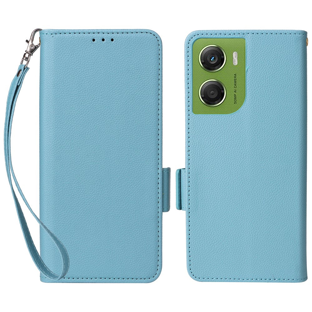 For Motorola Moto G06 4G  /  G06 Power 4G Case Litchi Texture Wallet Leather Phone Cover with Wrist Strap