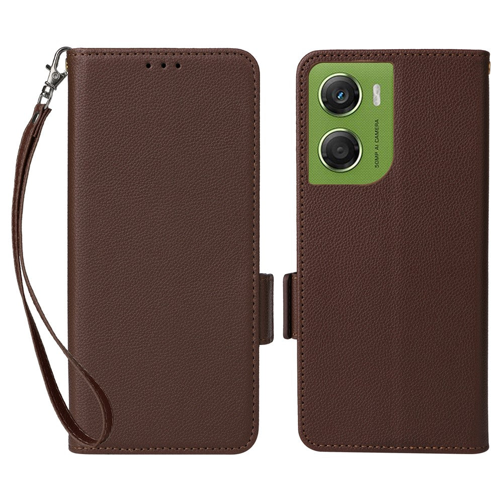 For Motorola Moto G06 4G  /  G06 Power 4G Case Litchi Texture Wallet Leather Phone Cover with Wrist Strap